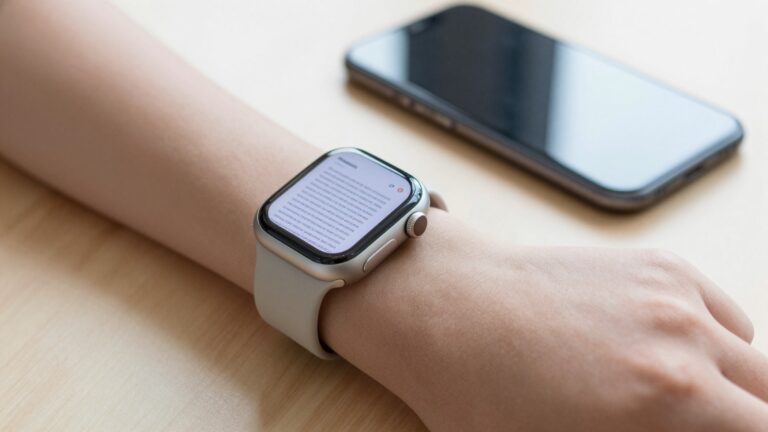 Apple Watch on a wrist showing a PDF document, best PDF viewer apps for Apple Watch