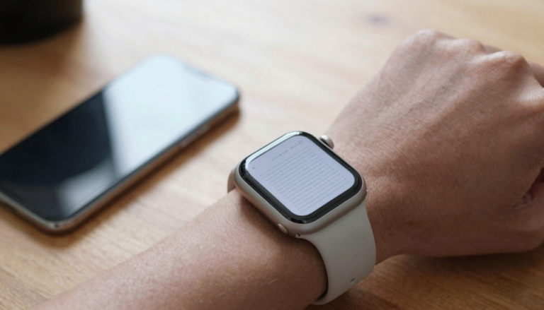 Apple Watch on a wrist showing a clear PDF document instead of a blurry screenshot
