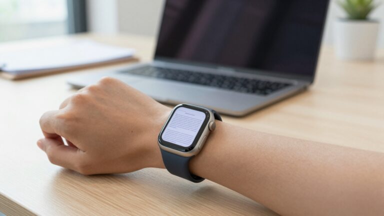 Apple Watch on a wrist showing a contract PDF ready to read