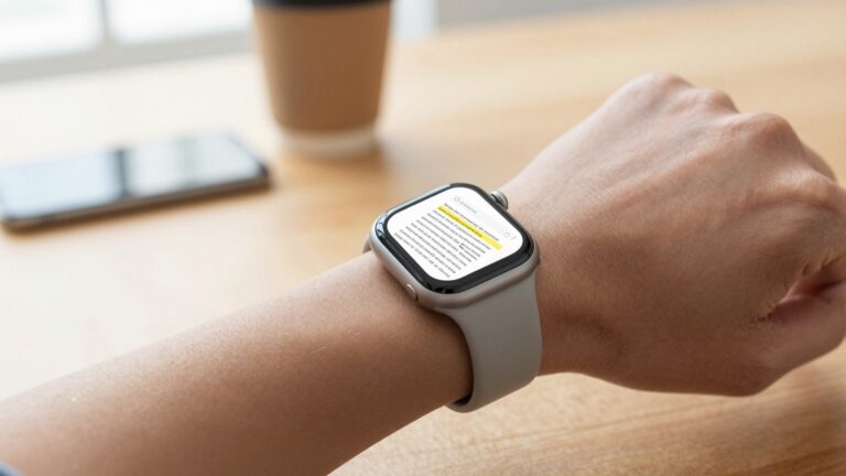 Apple Watch showing a PDF with a text search field on the wrist