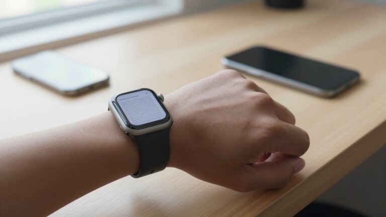 Apple Watch SE and Series 11 showing a readable PDF document on the wrist