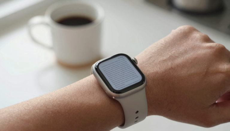 Apple Watch showing a readable PDF document on the wrist without an iPhone