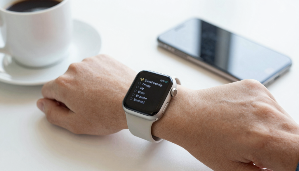 Reading iPhone Notes on an Apple Watch screen on the wrist